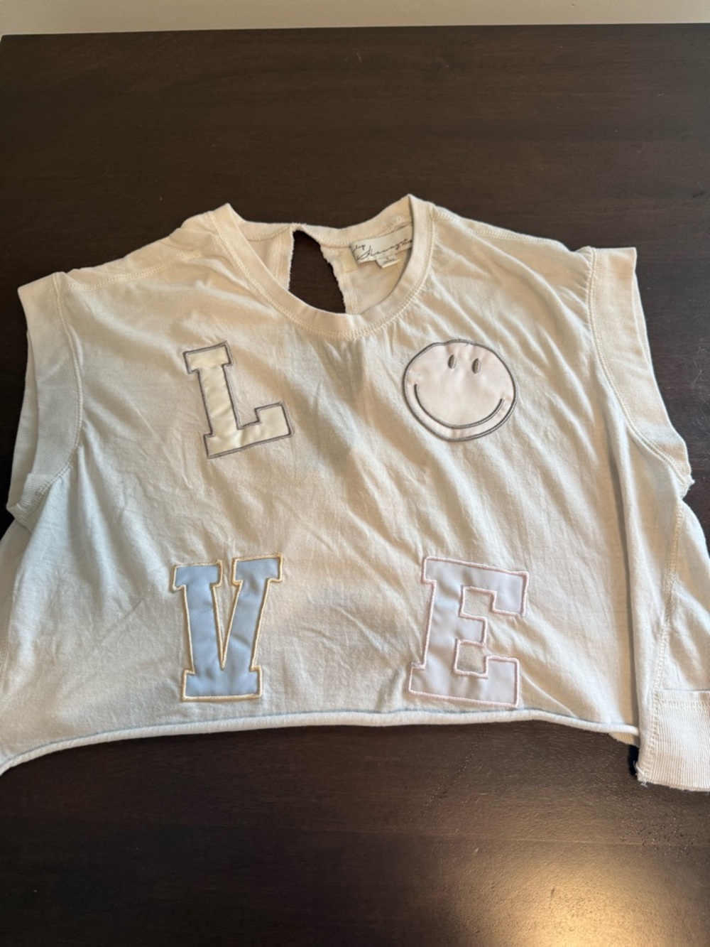 Women’s Vintage Havana size small 'LOVE' Graphic Top with Smiley